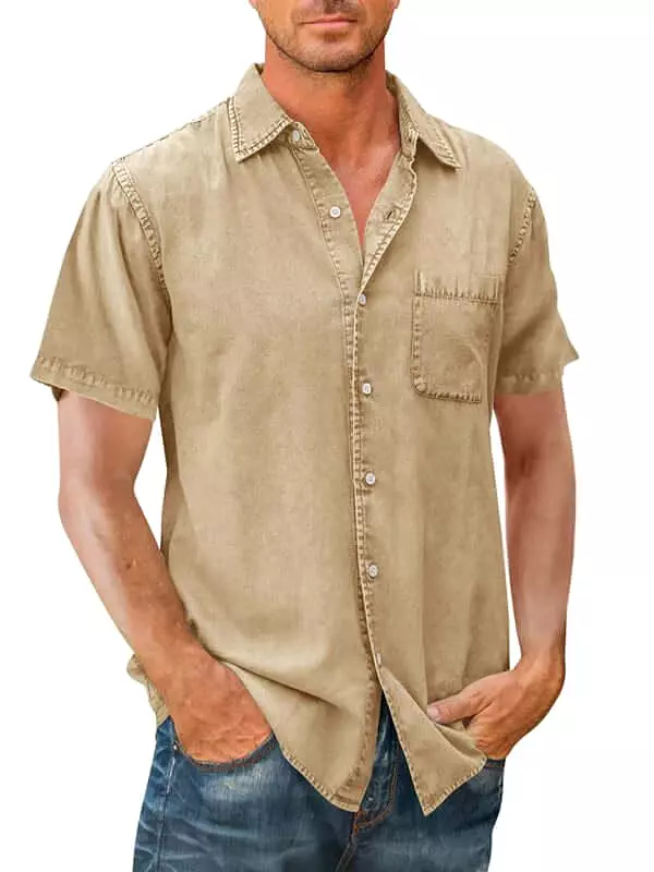 1-Pocket Casual Denim Shirt For Men