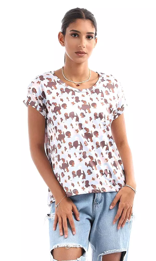 94900 Women Patterned Short Sleeves Multicolour Tee