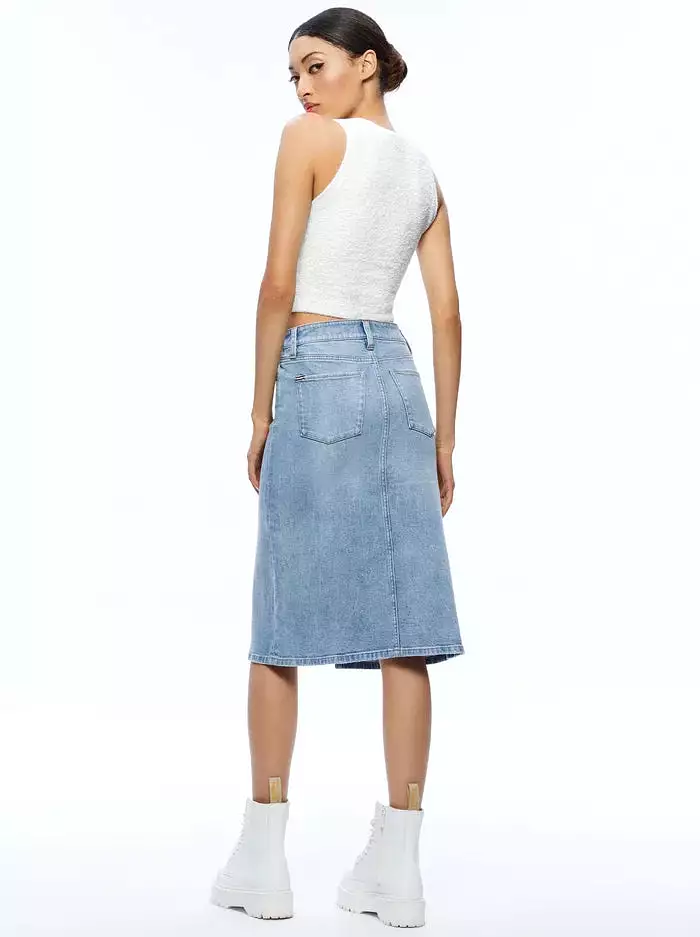 Alice + Olivia - Rye Midi Denim Skirt - Lightning Blue