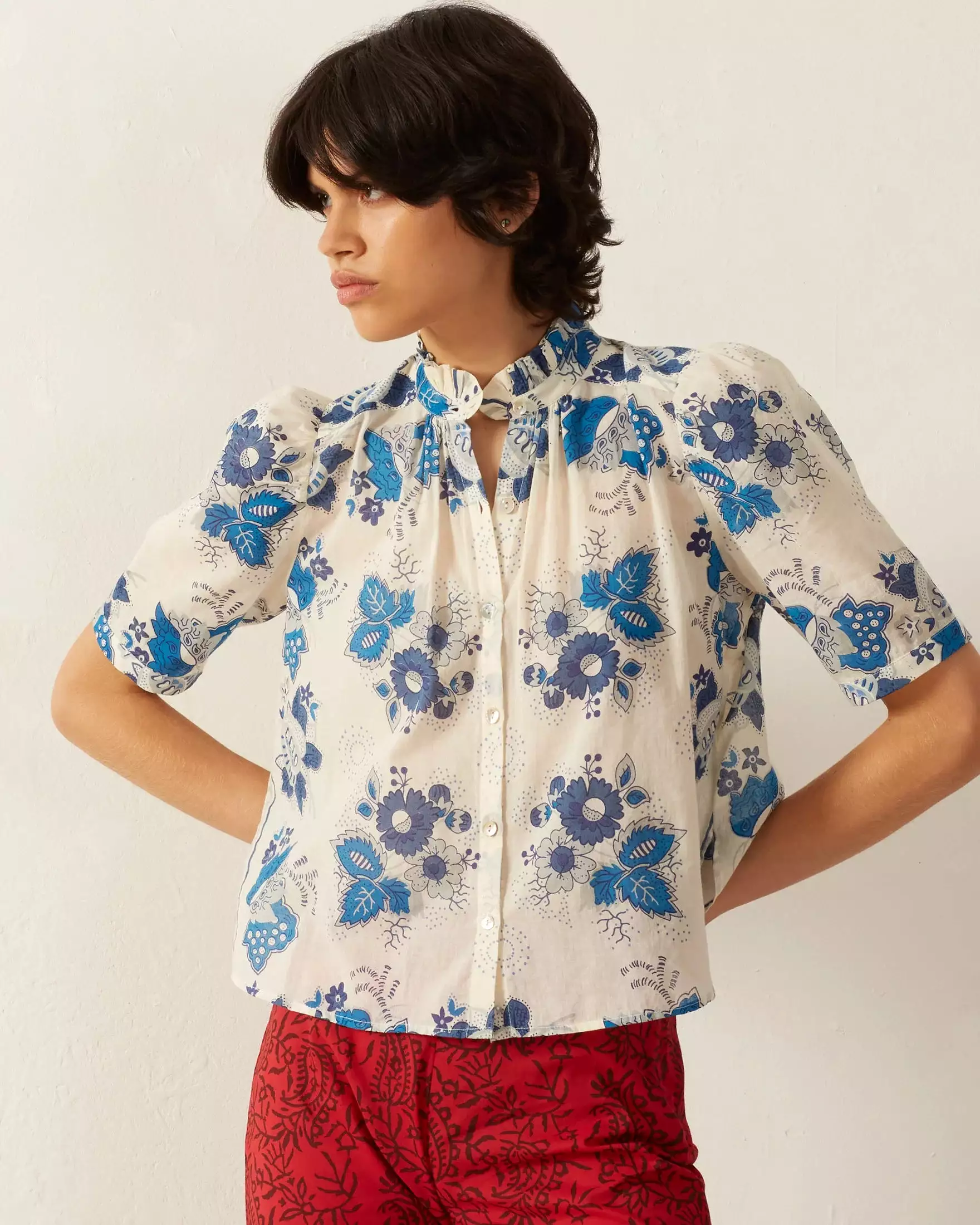 ALIX OF BOHEMIA Winnie Blue China Panel Shirt