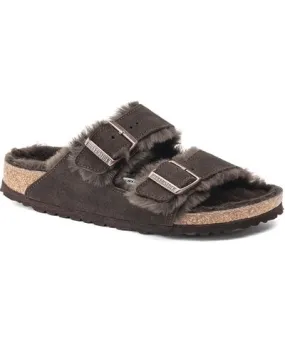 Birkenstock USA Men's Arizona Shearling Mocha Brown Suede Sandal