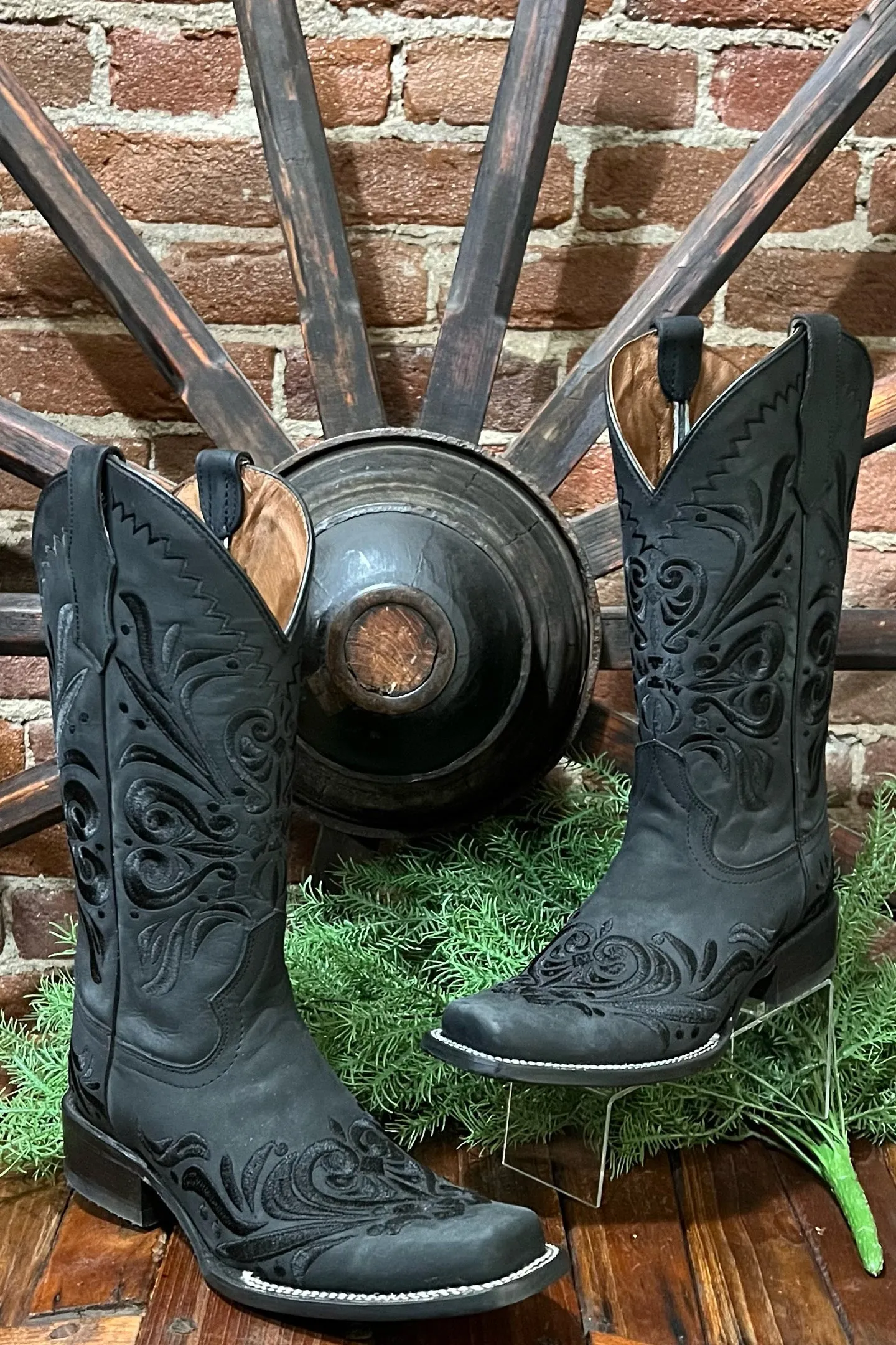 Black Embroidered Boots by Circle G