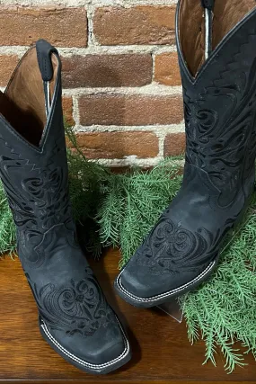 Black Embroidered Boots by Circle G