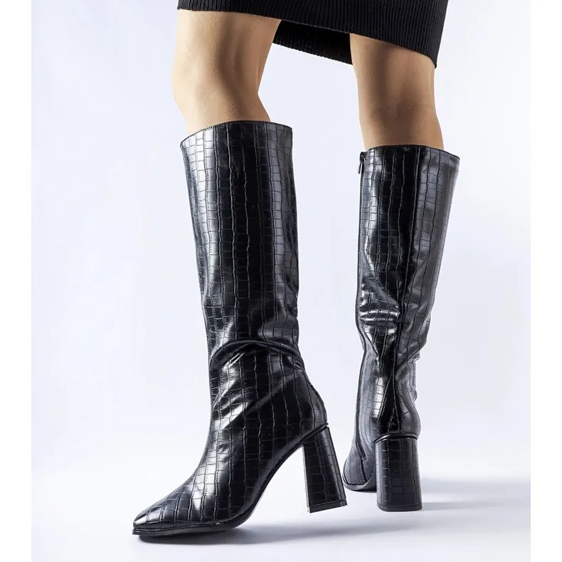 Black insulated high-heeled boots by Ferruccio