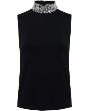 Black Pearl Embellished Mockneck Emily Blouse