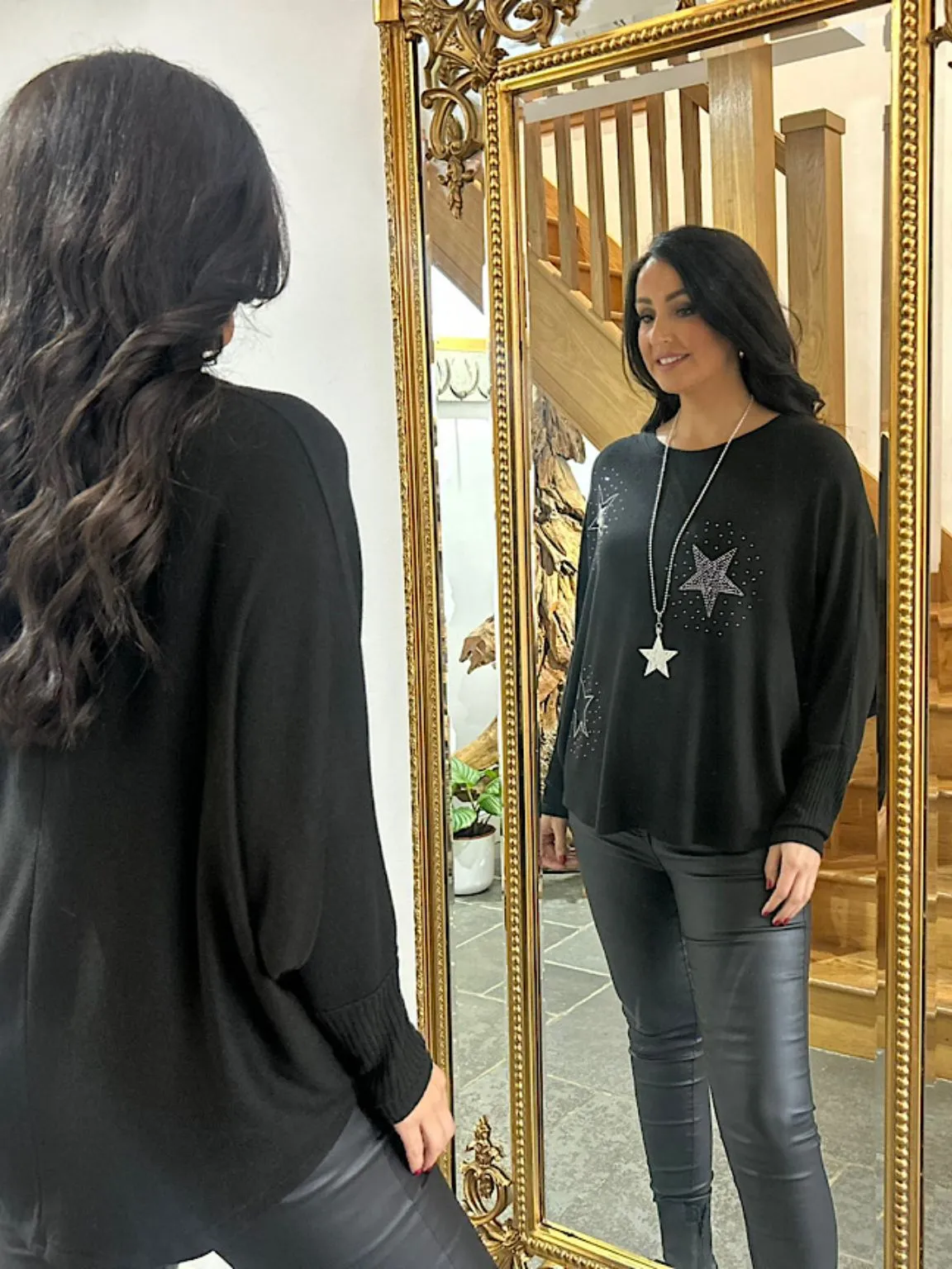 Black Star Embellished Batwing Annie