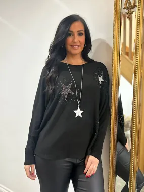 Black Star Embellished Batwing Annie