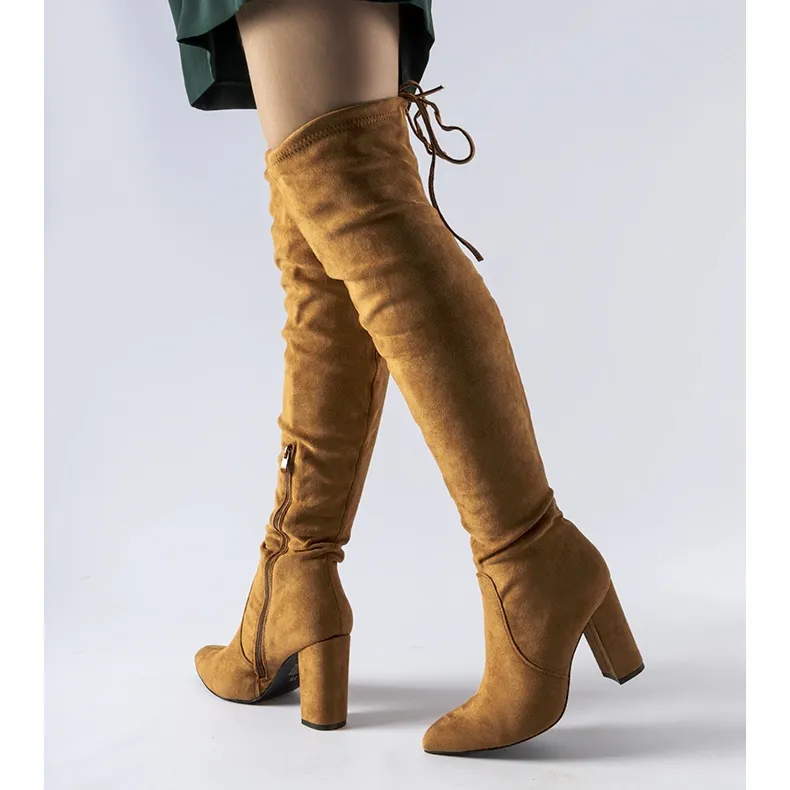 Brown insulated high-heeled boots by Spencer