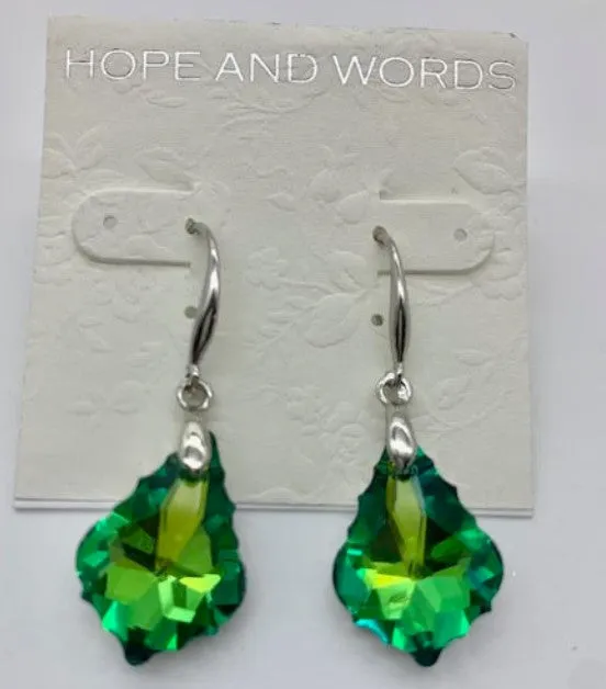 Crystal Duchess Pear Green wire earring