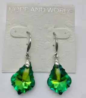 Crystal Duchess Pear Green wire earring