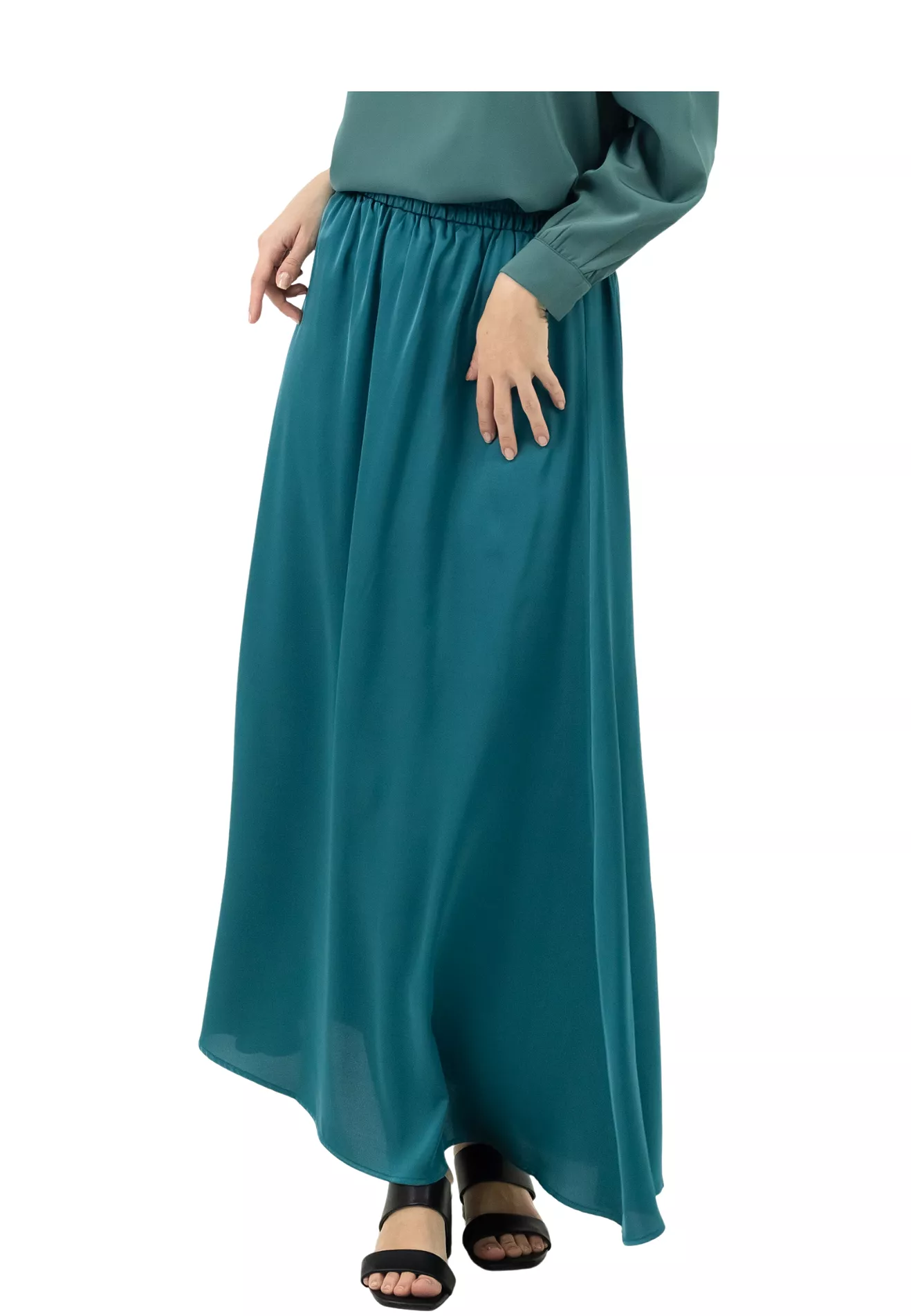 DAISY By VOIR Flowy Satin Maxi Skirt