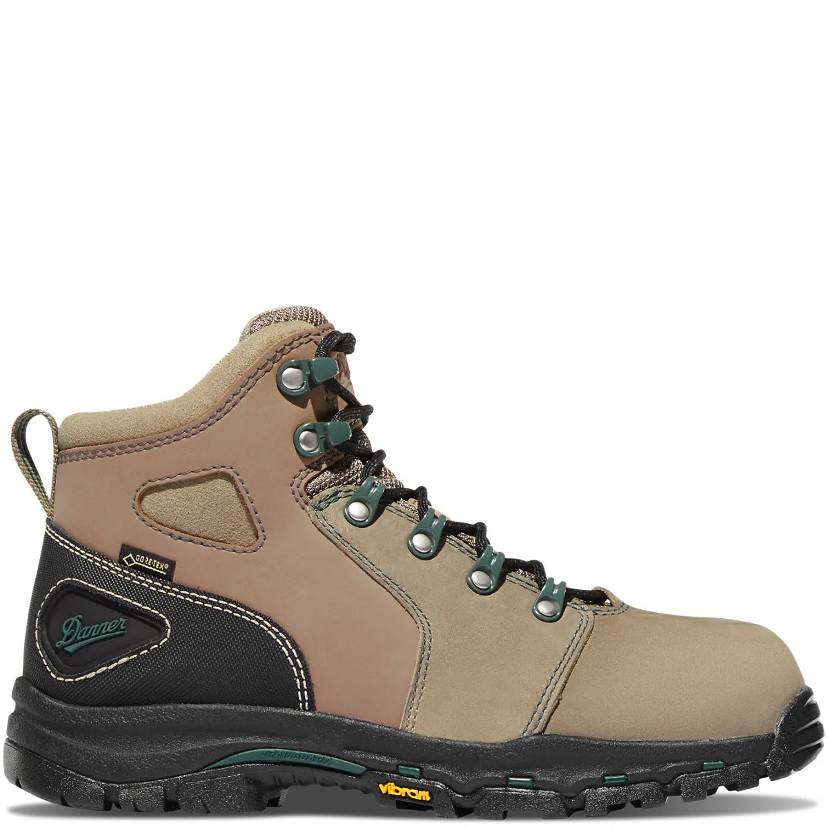 Danner Womens 6″ Vicious Waterproof Composite Toe Boots-Dark Brown/Green