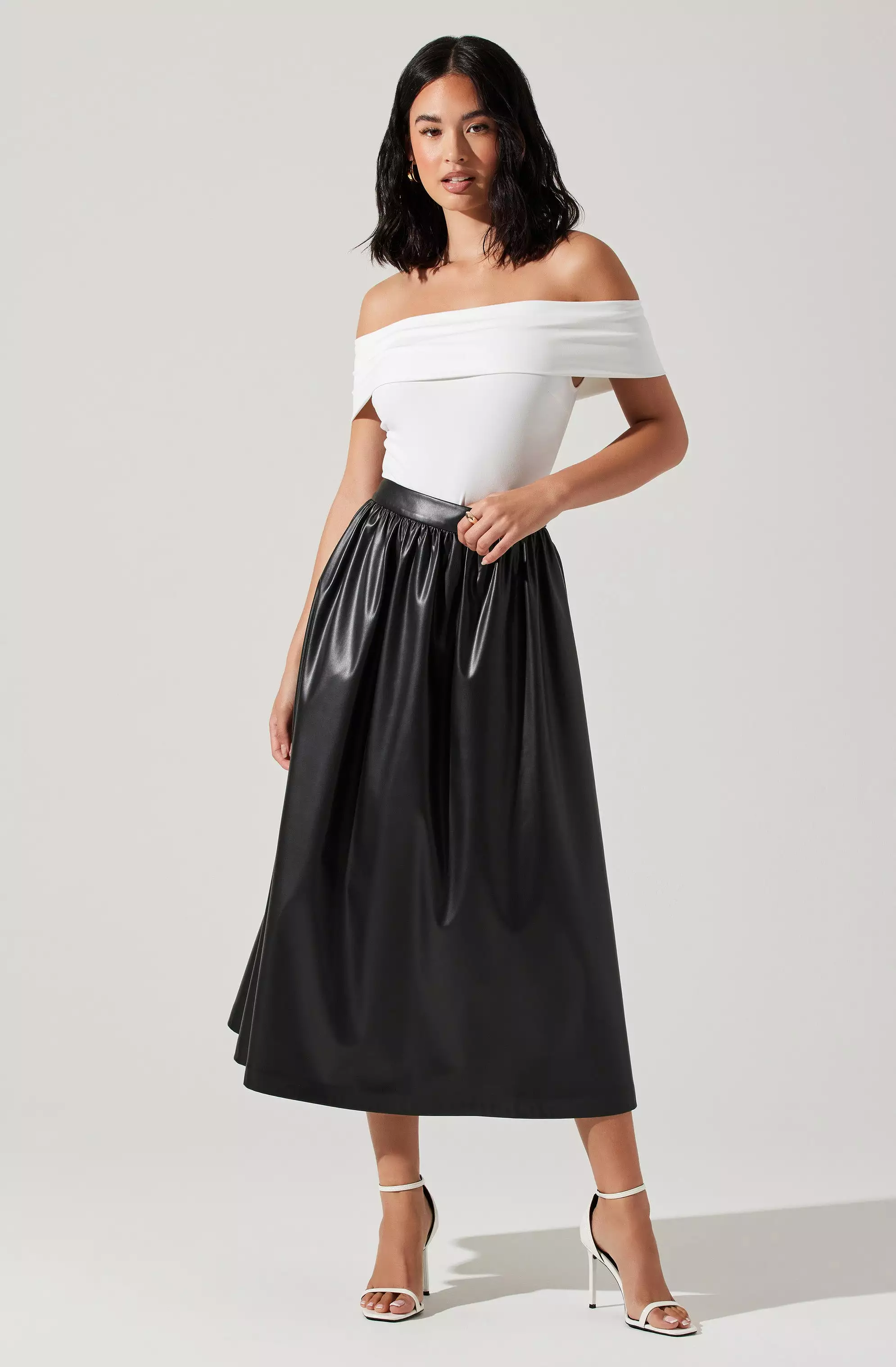 Diandra Faux Leather Midi Skirt