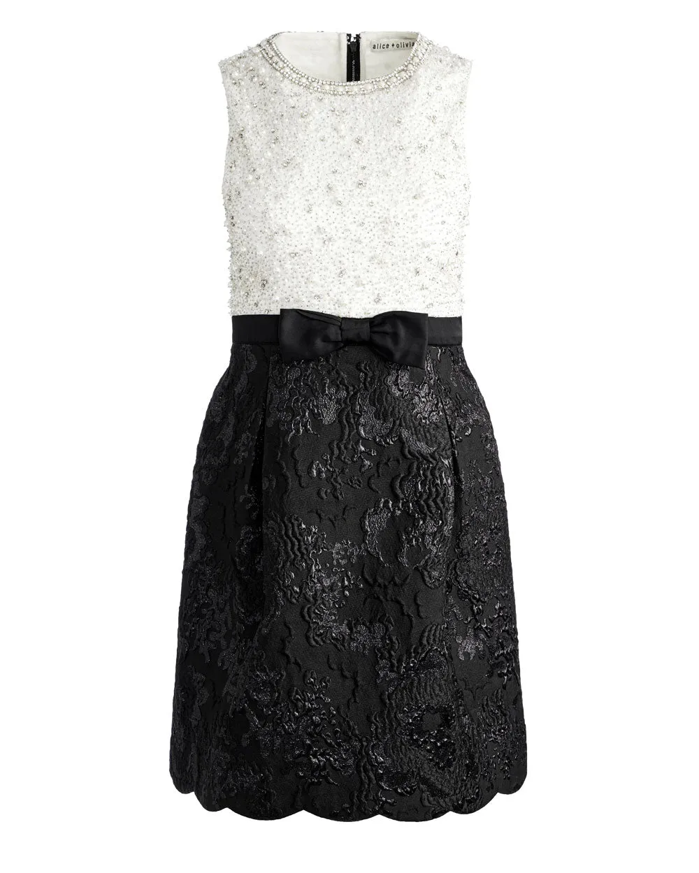 Ecru and Black True Embellished Mini Dress