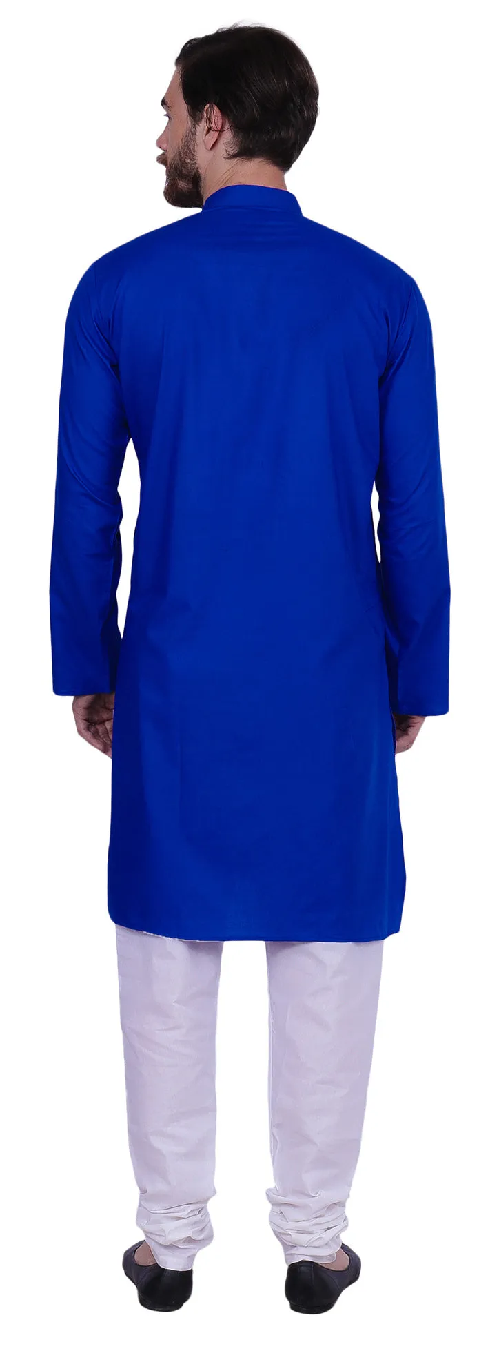 Elegant Cotton Men's Kurta Party Wear Pajama India Clothing (Blue)