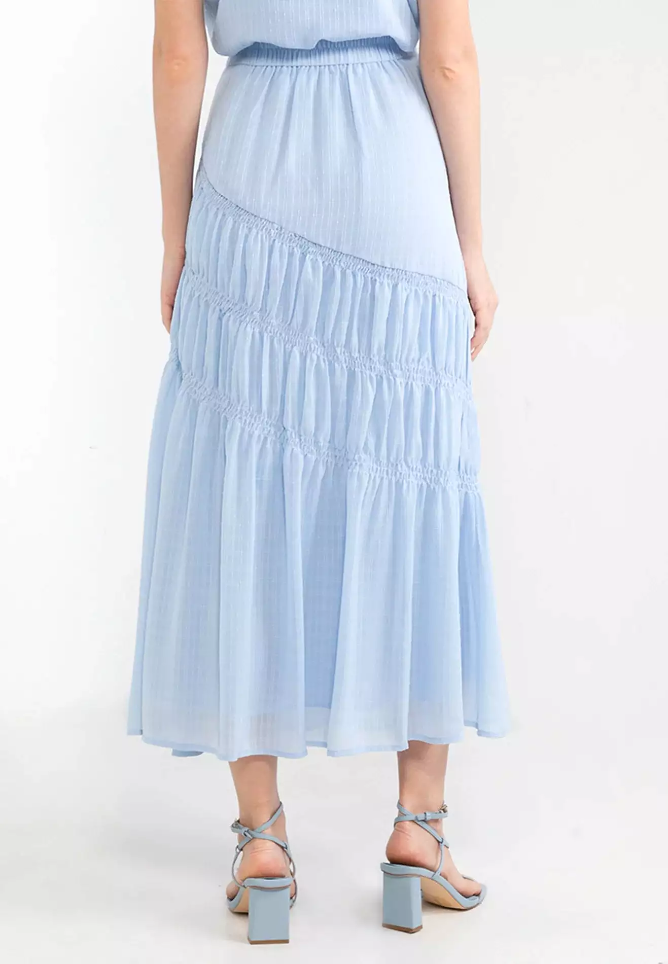 ELLE Apparel High Rise Ruched Maxi Skirt