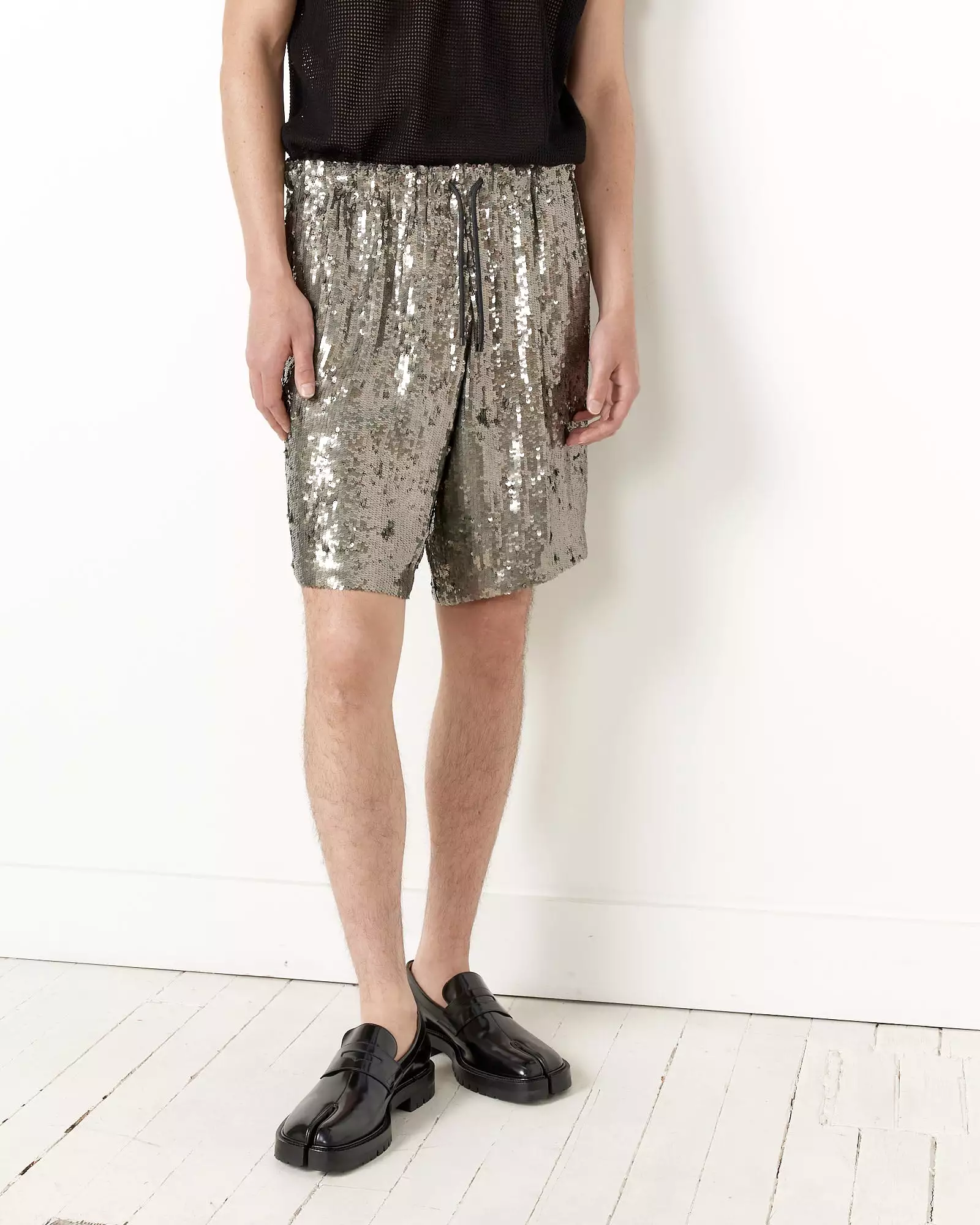 Embellished Shorts in Silver