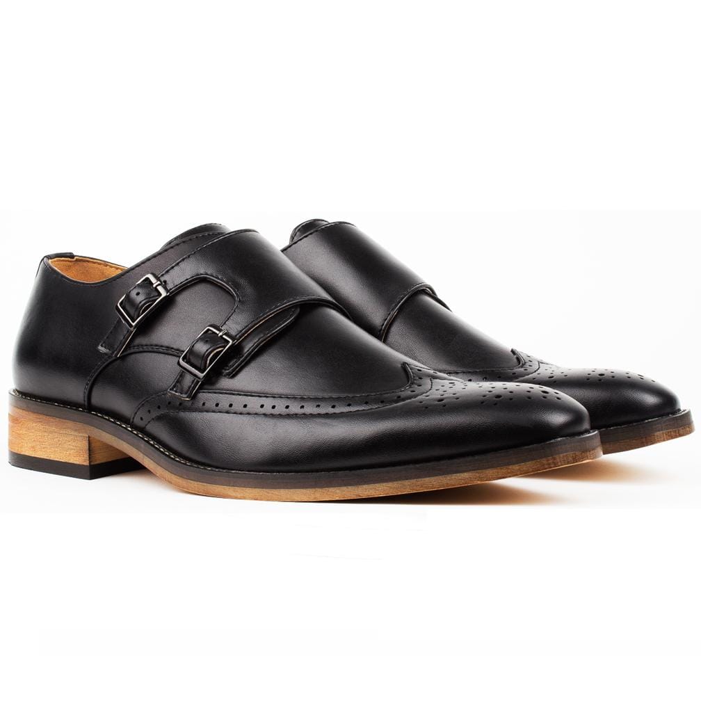 Gino Vitale Men's Monk Strap Brogue Dress Shoes