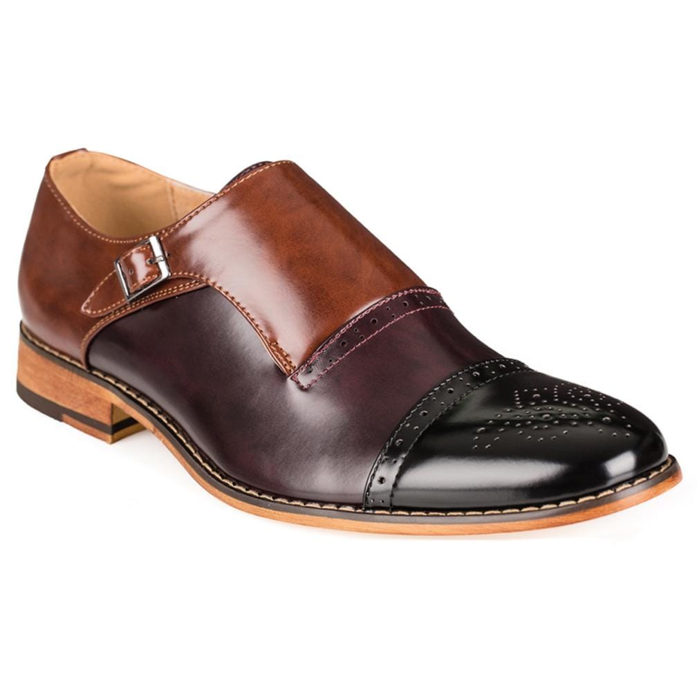 Gino Vitale Men's Three Tone Monk Strap Dress Shoes