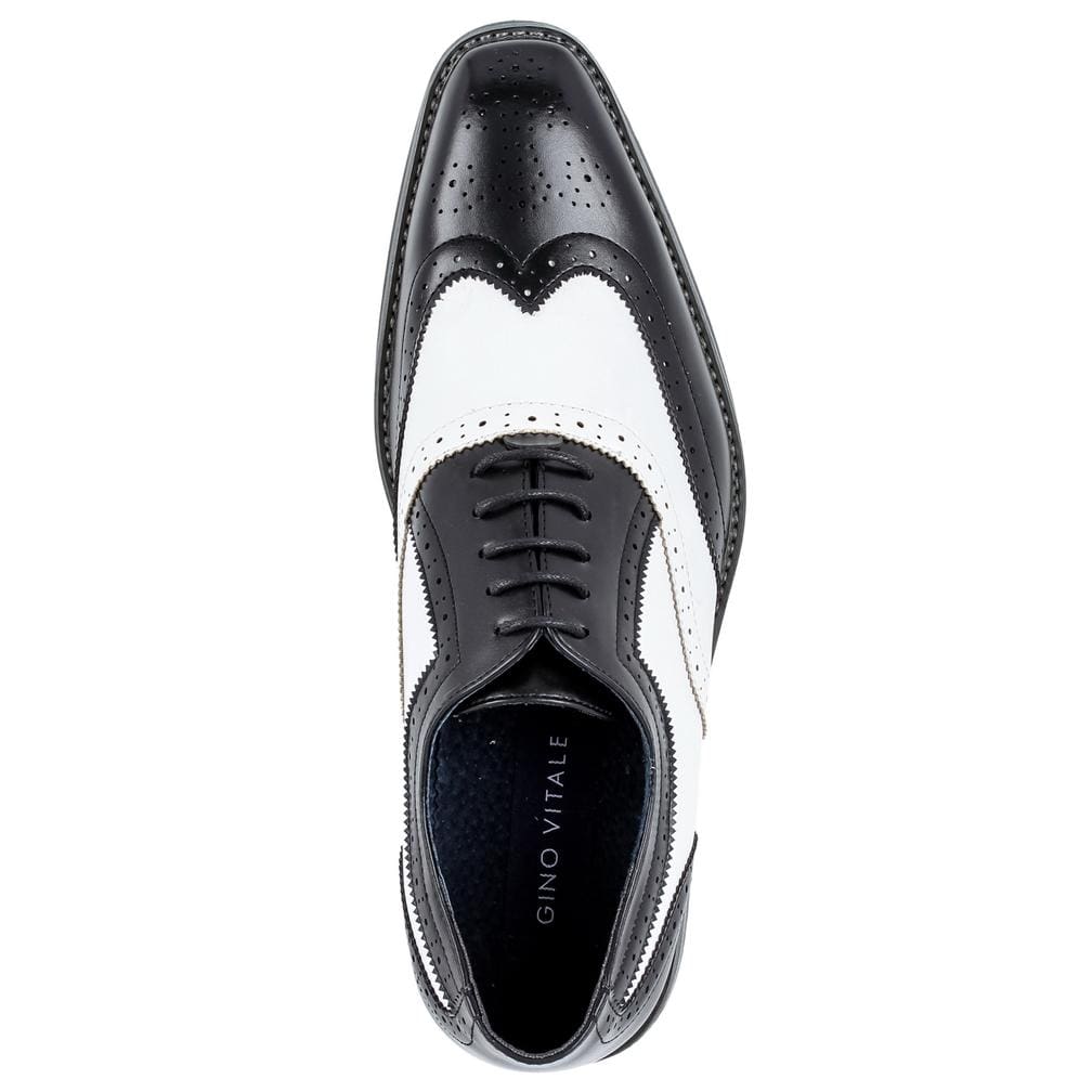 Gino Vitale Men's Two Tone Wing Tip Oxford Dress Shoes