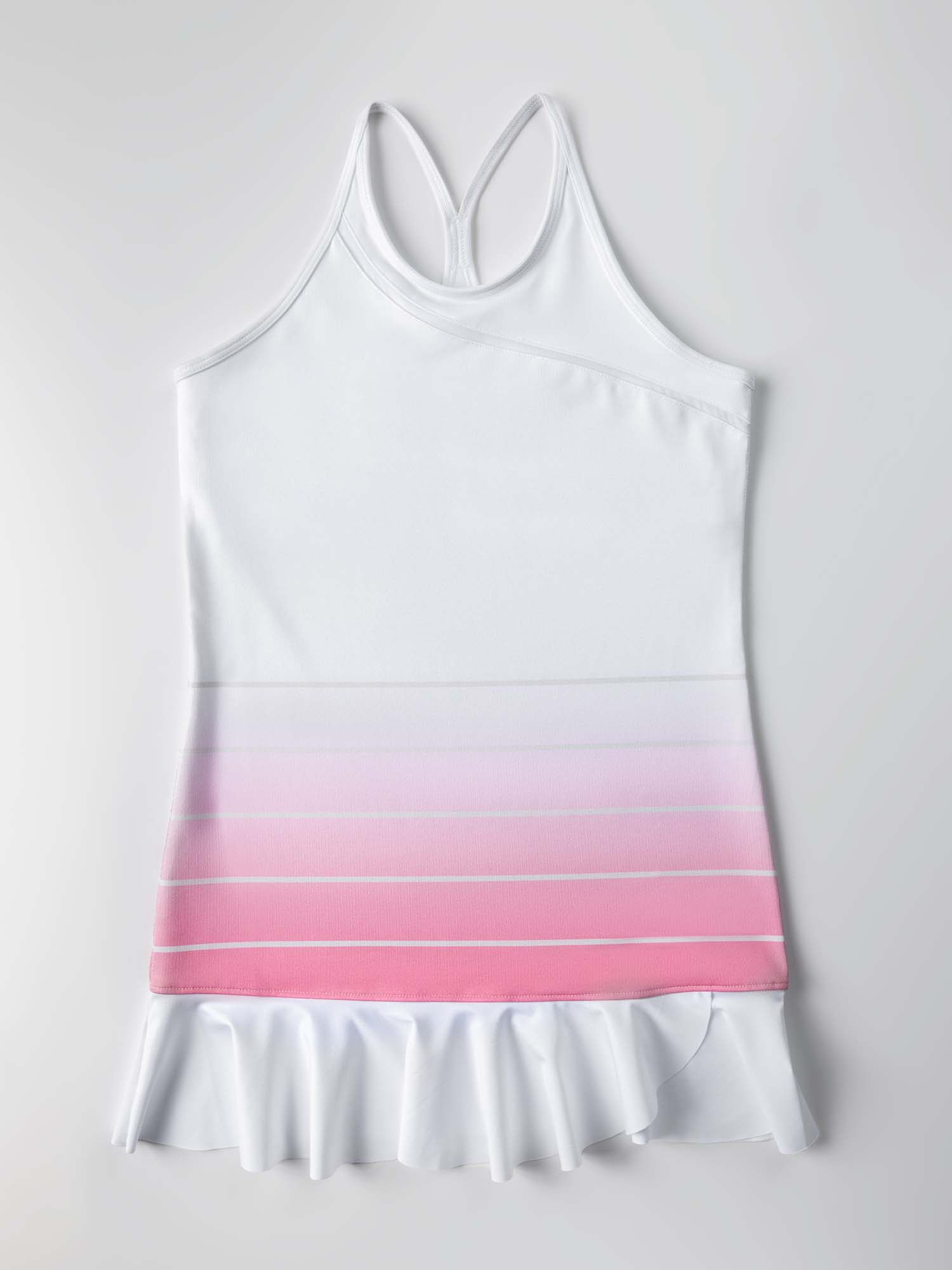 Girls Strappy Tennis Flounce Dress - Plumeria Ombre