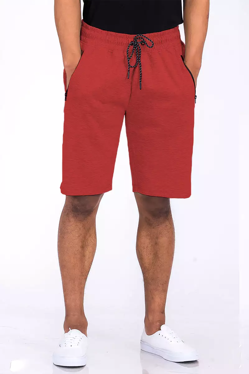 Heathered Cotton Shorts Red