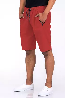 Heathered Cotton Shorts Red