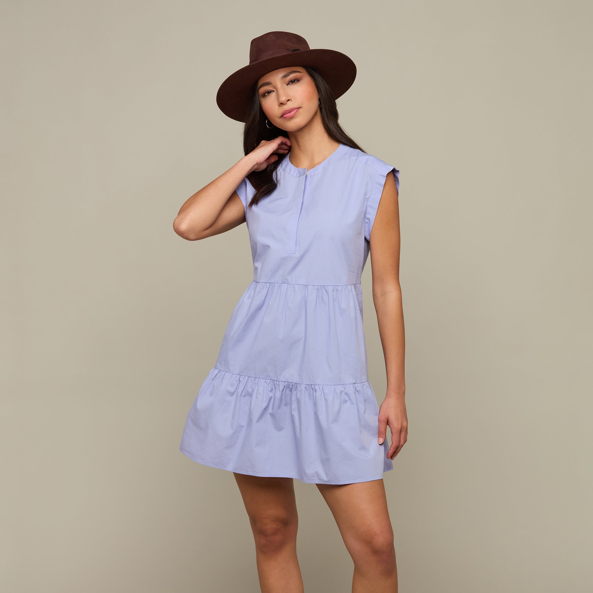 Lachlan Button Dress :: Periwinkle