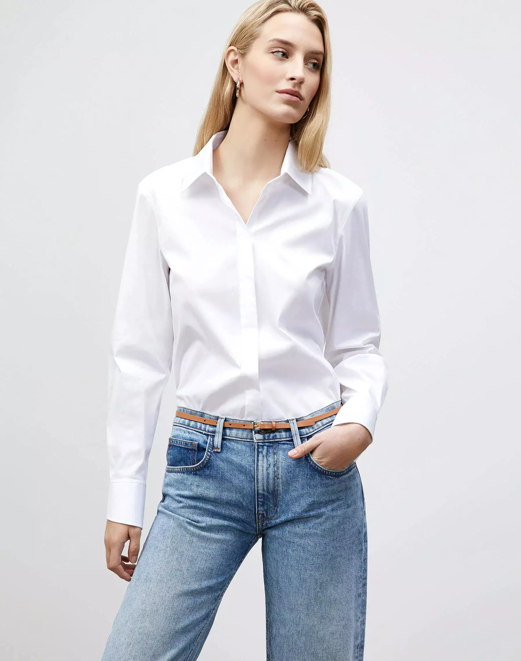 LAFAYETTE 148 Wright Shirt in Italian Stretch Cotton