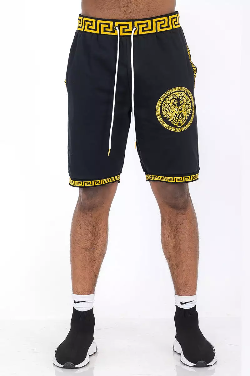 Lion Head Embroidered Shorts