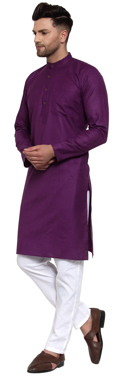 Men's Cotton Kurta Pajama Evening Wear India (Purple)