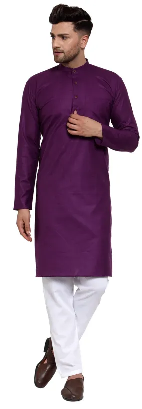 Men's Cotton Kurta Pajama Evening Wear India (Purple)