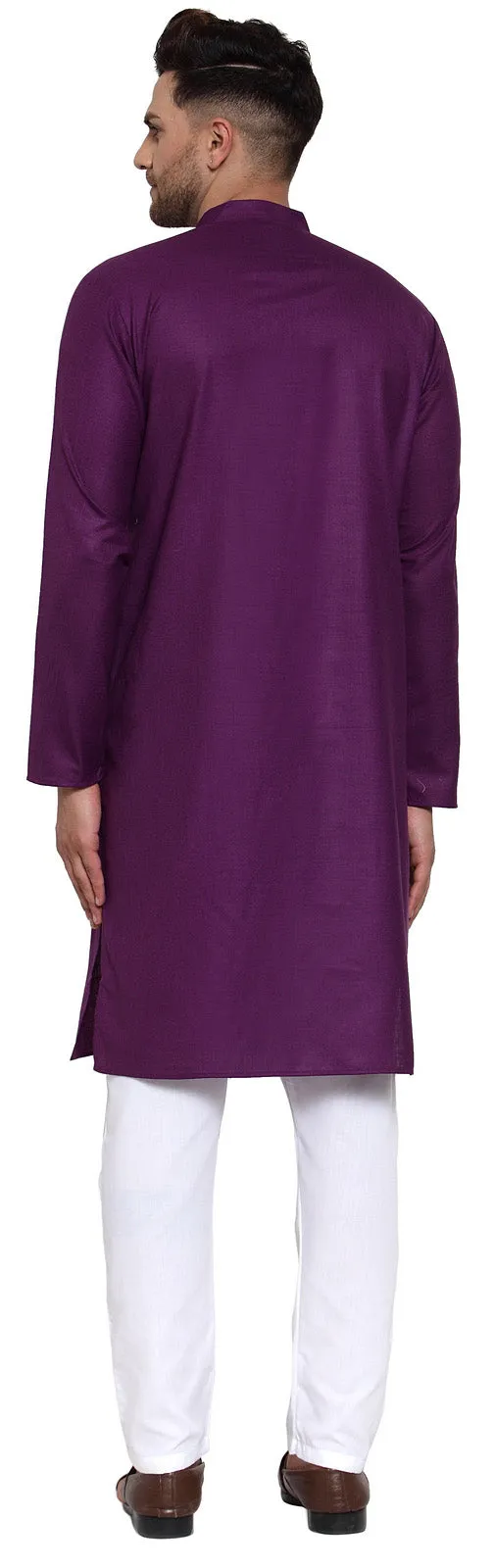 Men's Cotton Kurta Pajama Evening Wear India (Purple)