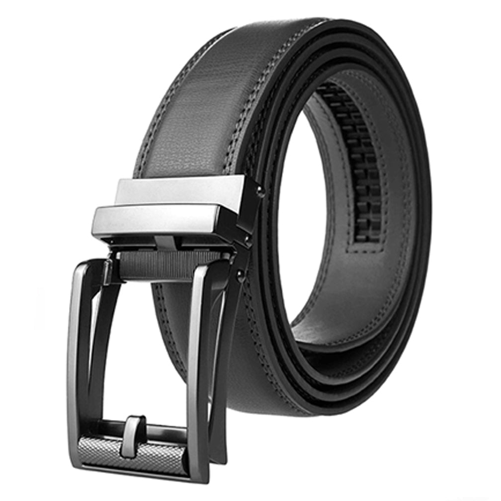 Men's Leather Automatic Buckle Ratchet Dress Belt