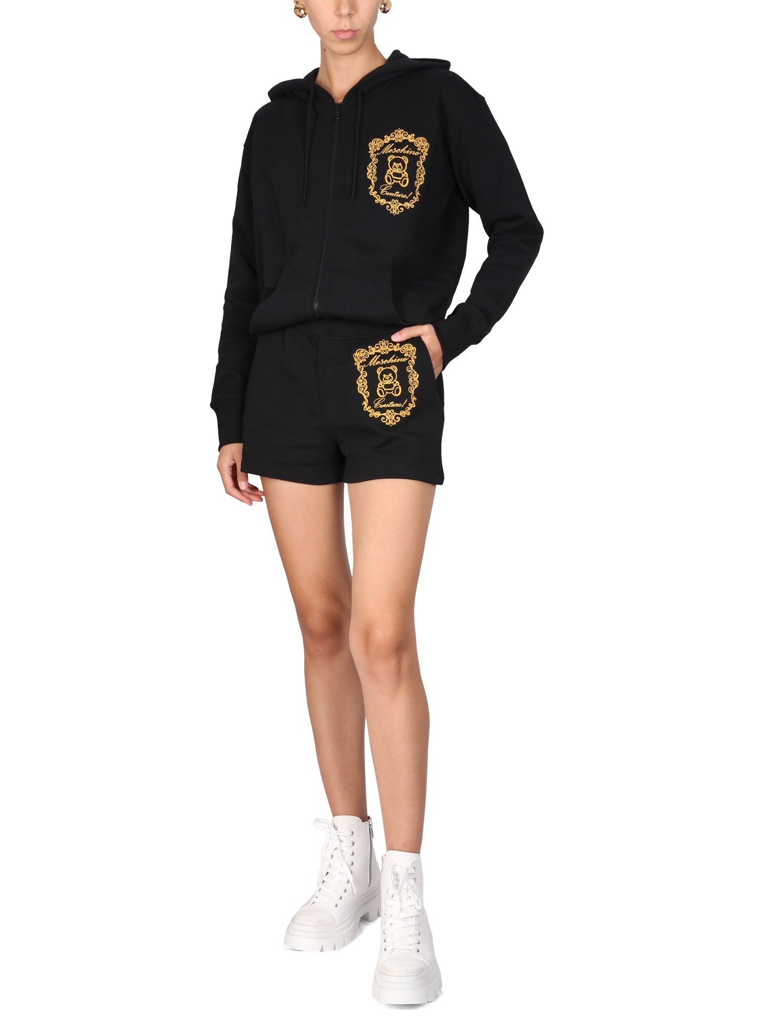 MOSCHINO    COTTON FLEECE SHORTS WITH LOGO