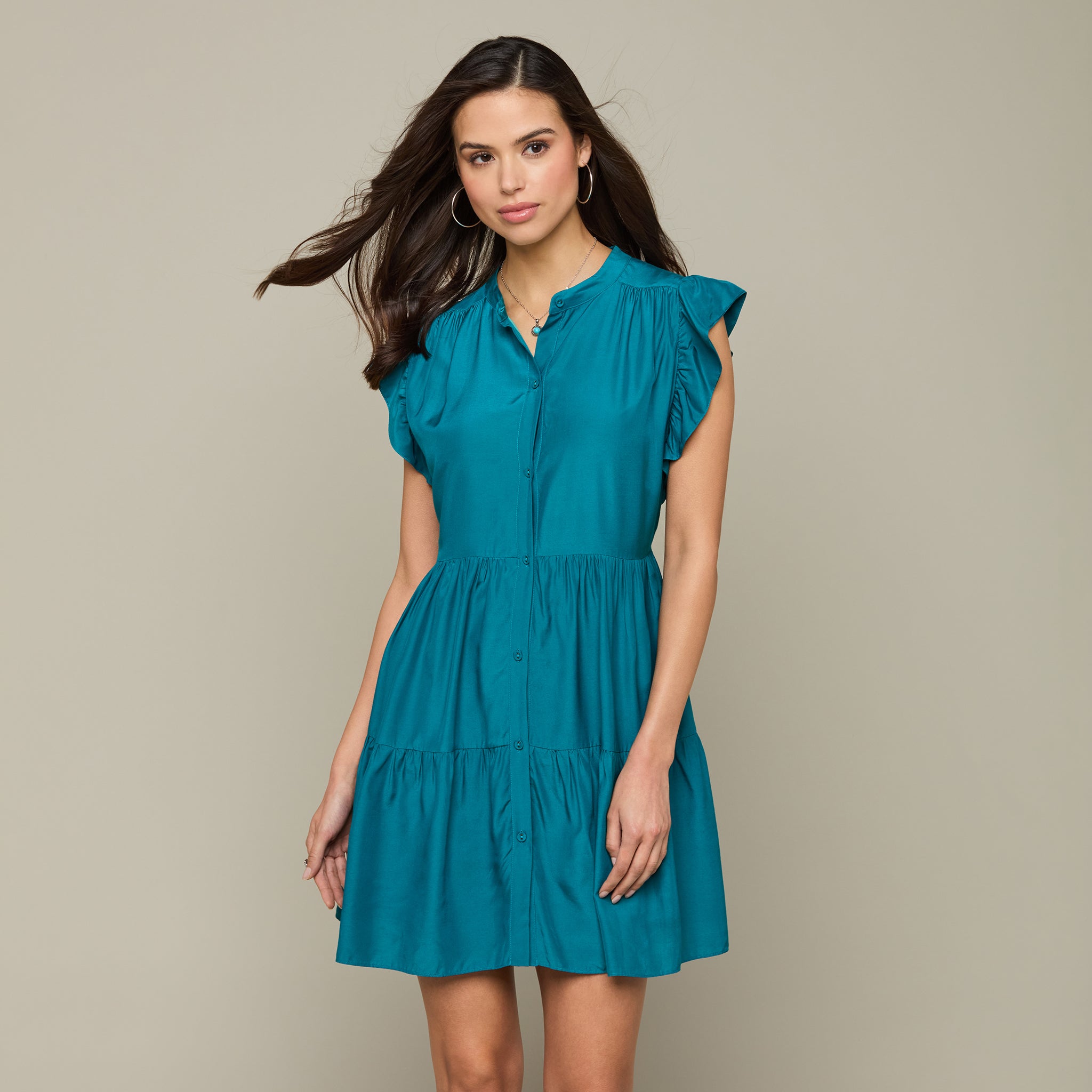 Neelie Button Dress :: Teal