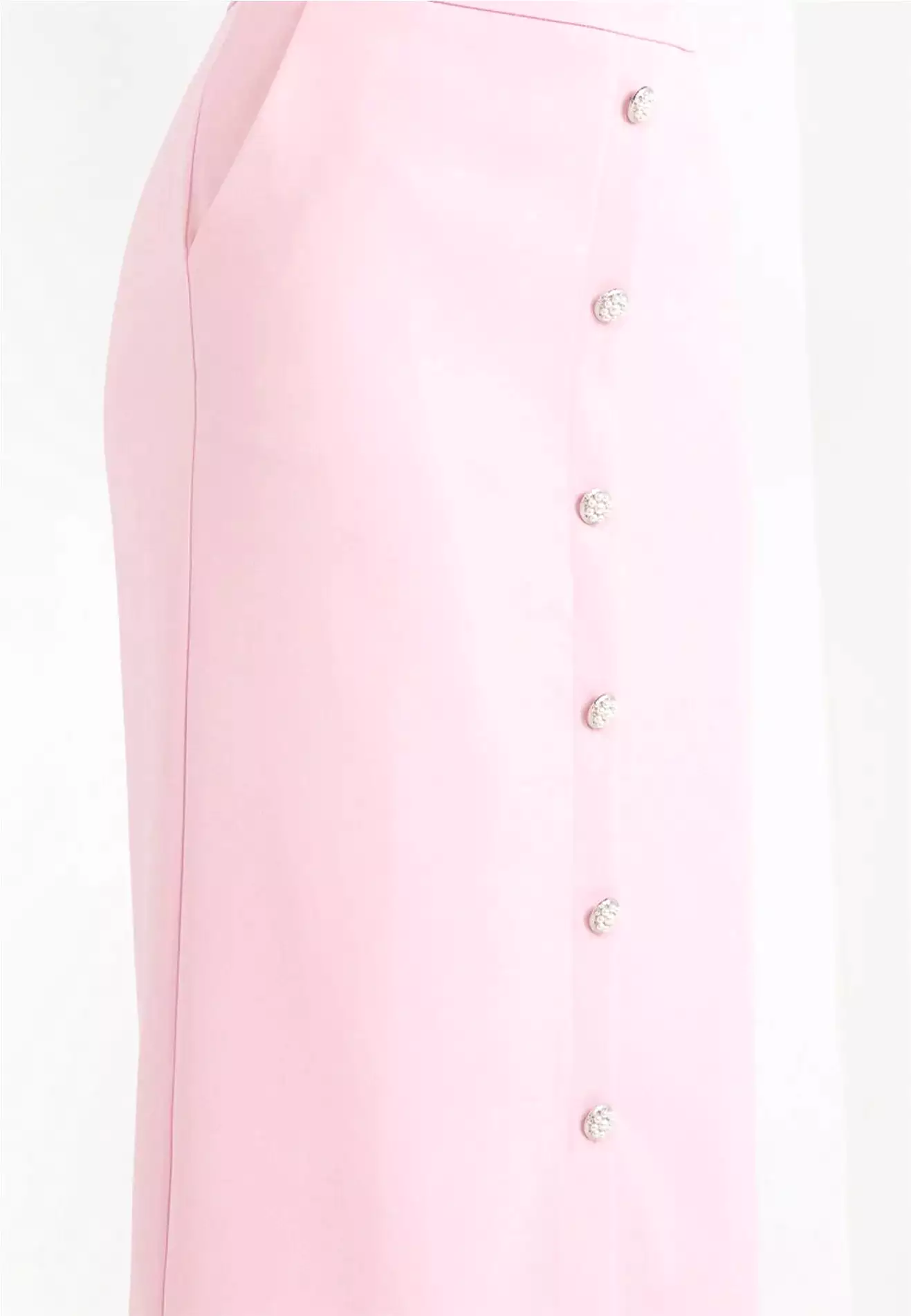 Pearl Buttons Detail Maxi Pencil Skirt