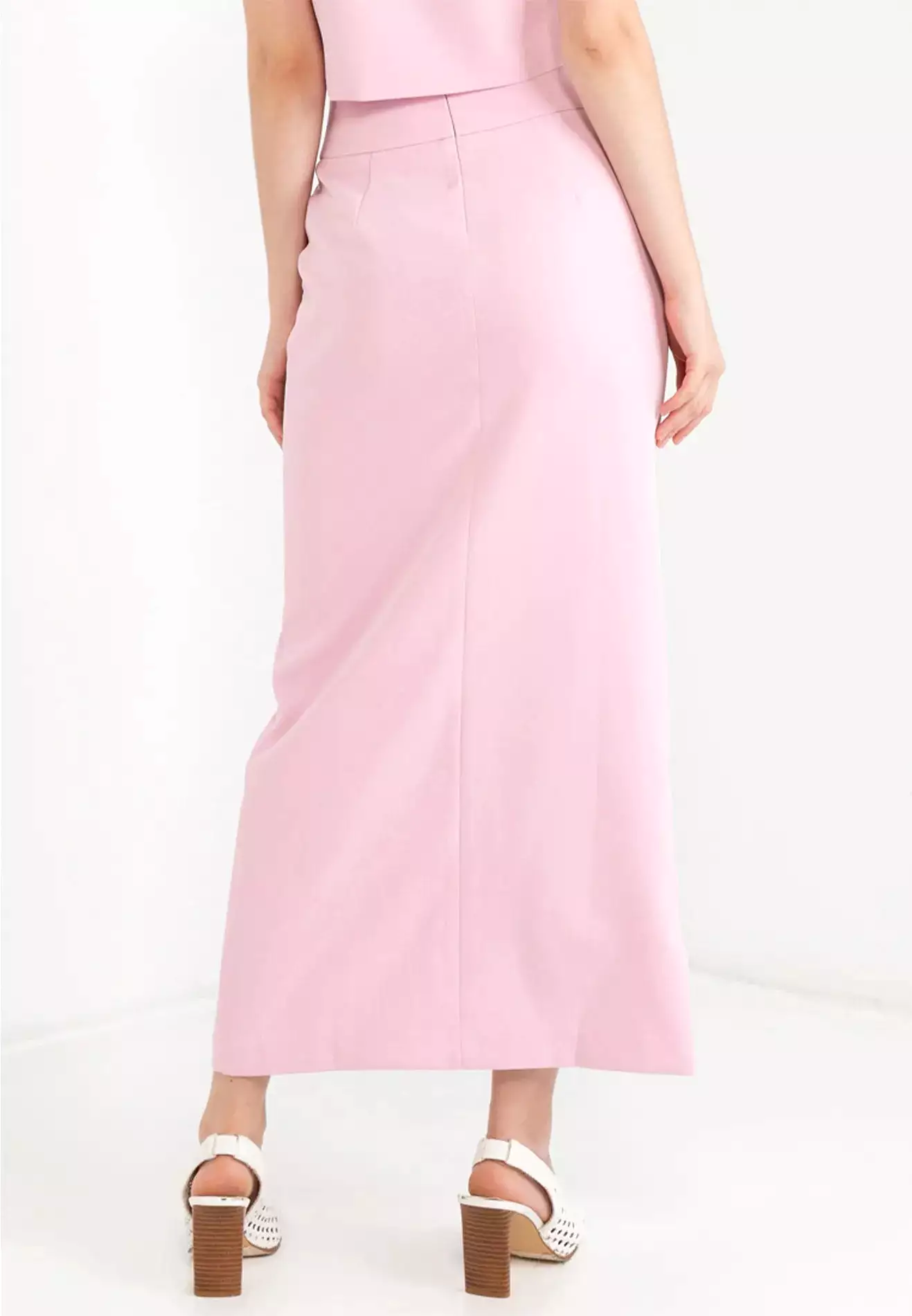 Pearl Buttons Detail Maxi Pencil Skirt