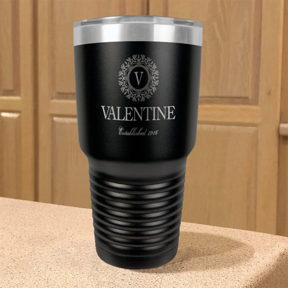 Personalized Stainless Steel Tumbler Vintage Monogram Couple