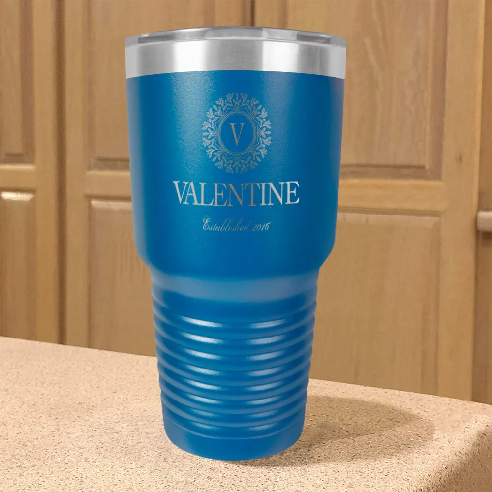 Personalized Stainless Steel Tumbler Vintage Monogram Couple