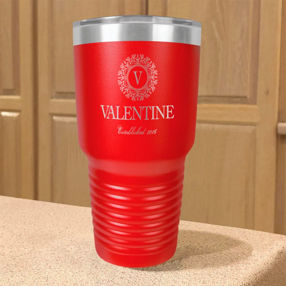 Personalized Stainless Steel Tumbler Vintage Monogram Couple