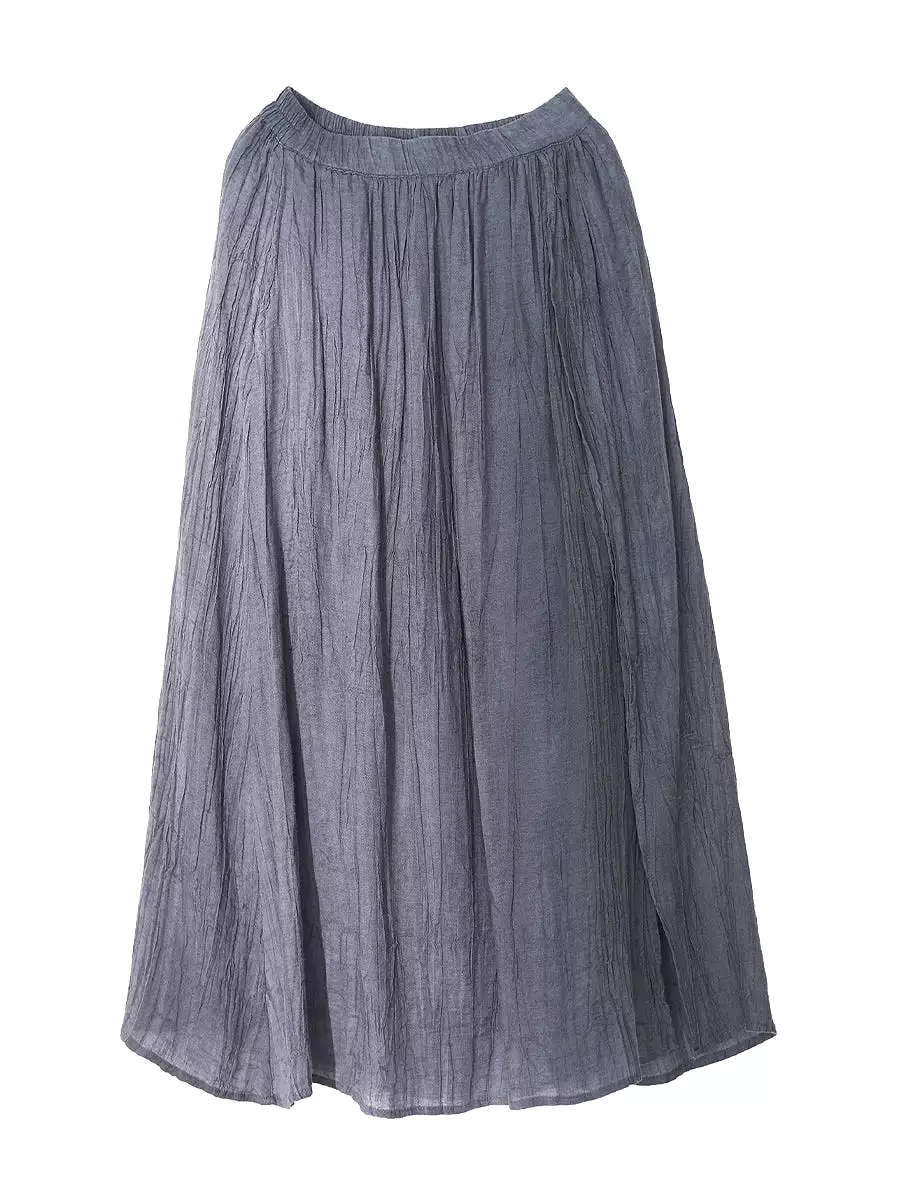 Plus Size Women Casual Solid Ramie Loose Skirt KL1030