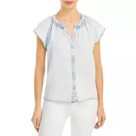 Rails Womens Alena Tencel Acid Wash Button-Down Top