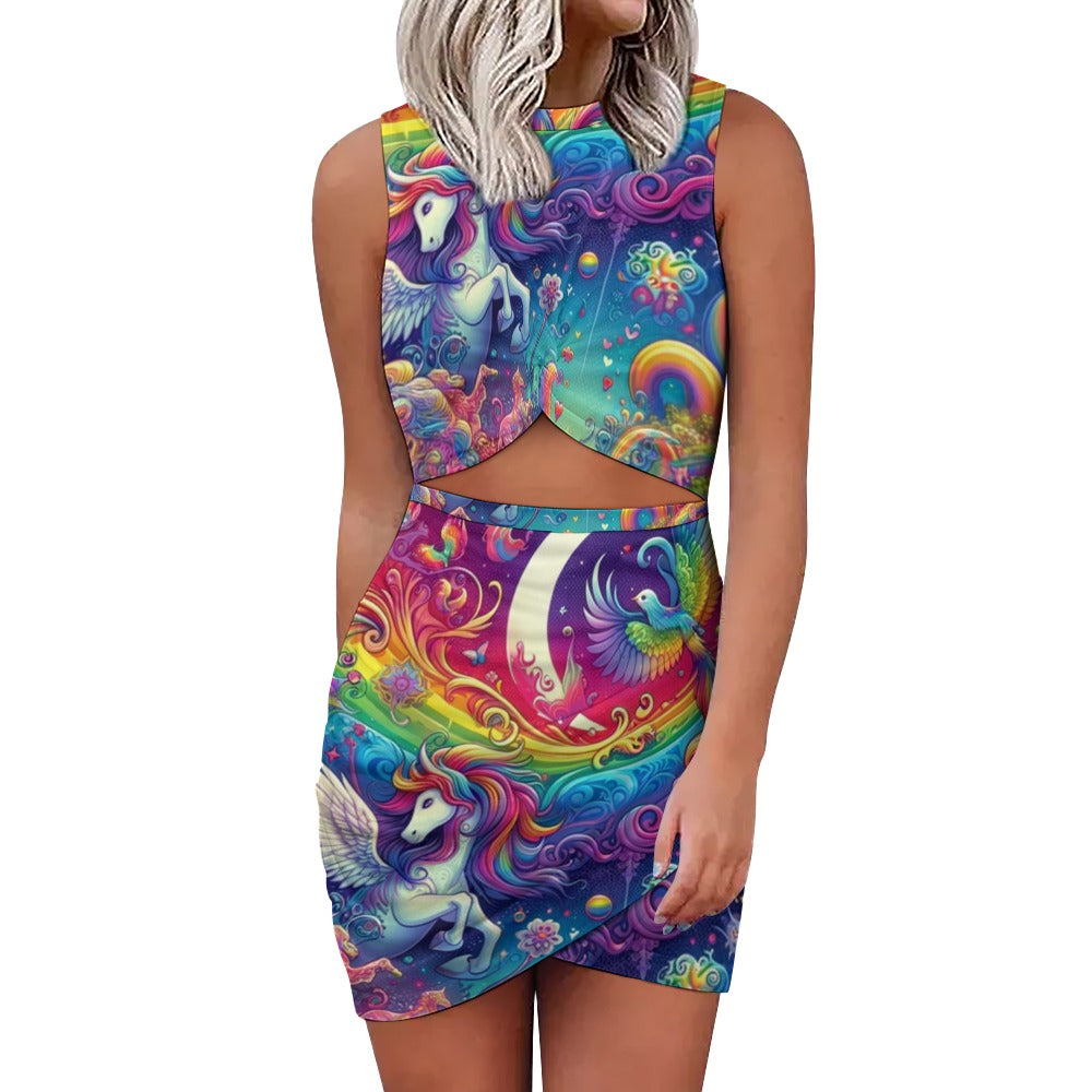 Rainbow Rider Rave Cut-Out Dress