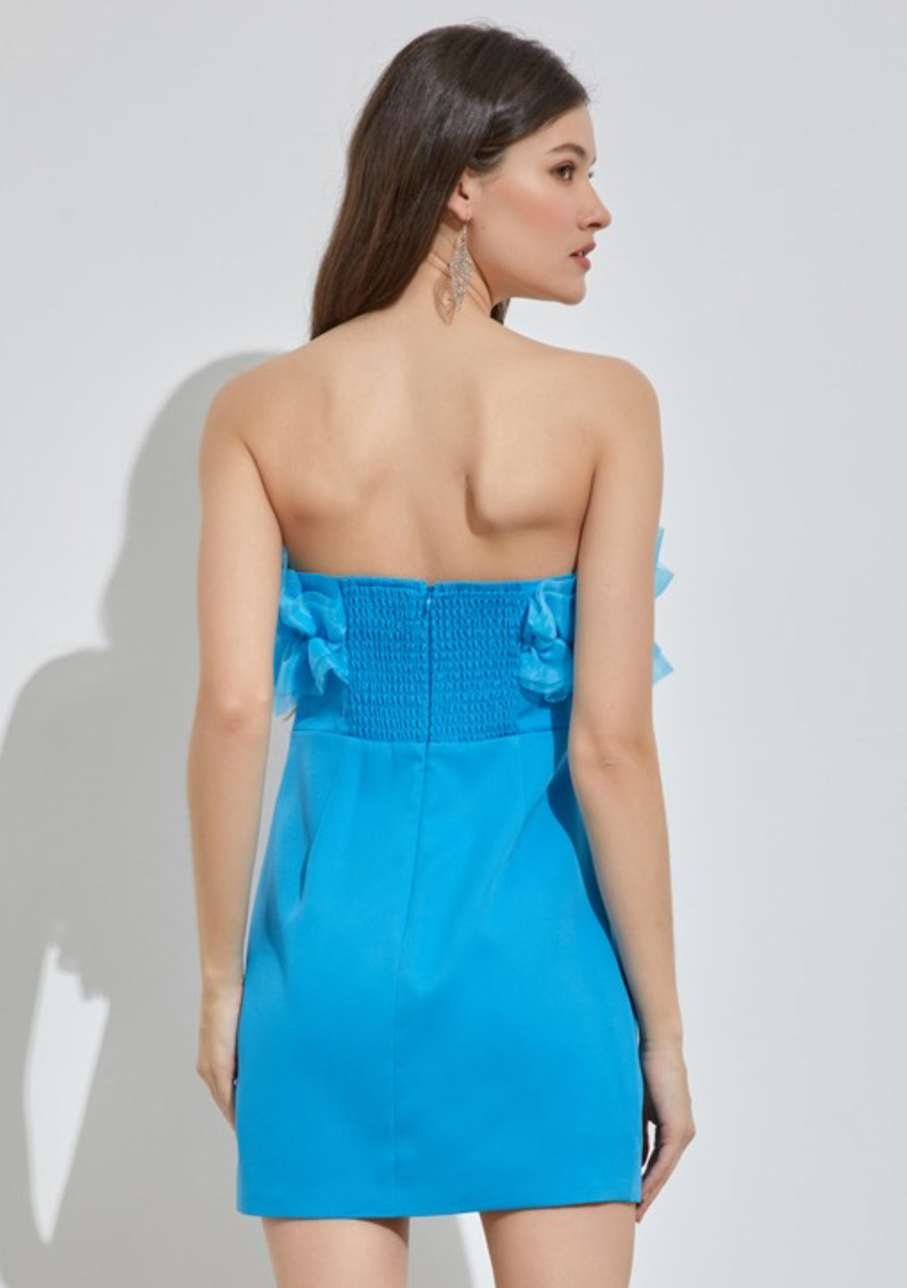 River blue strapless dress