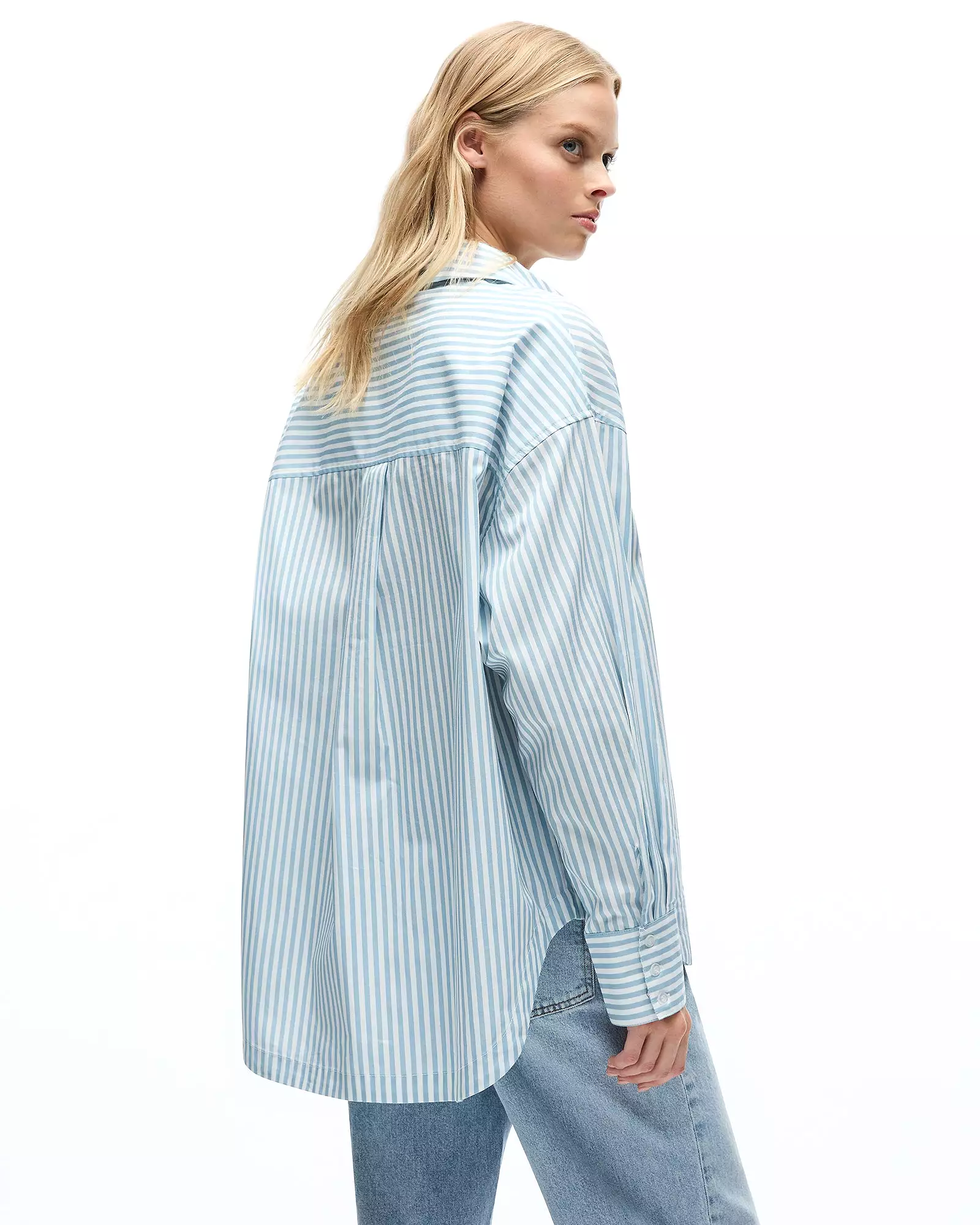 SLOANE SHIRT - BLUE FOG STRIPE