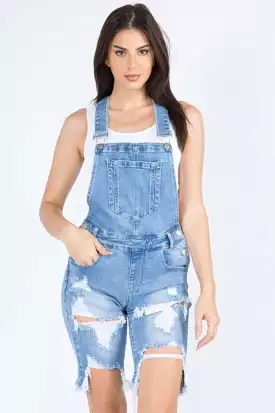 SOLID MID RISE SLIM FIT SHORT OVERALLS JUMPSUITS