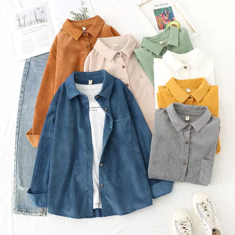 Spring new corduroy shirt for women