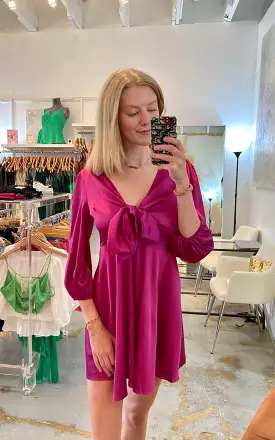 Tania magenta satin dress