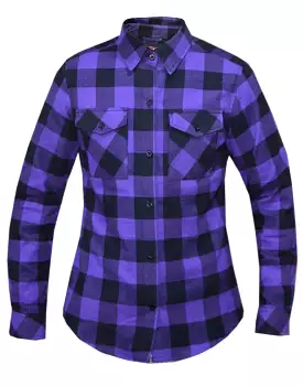 'Unik' Women's Flannel Armored Riding Shirt - Purple / Black